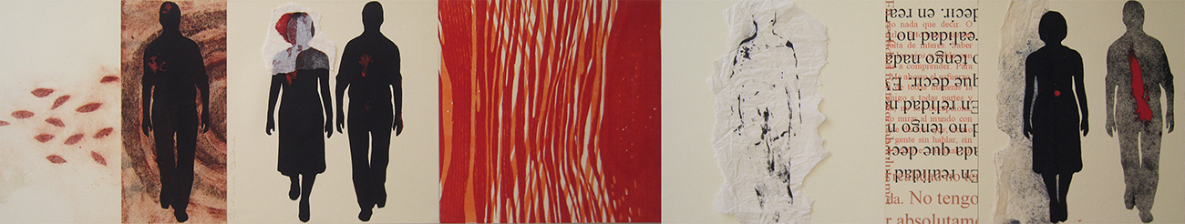 Nothing to say - 26x132 - woodcut, collagraph, collage and text