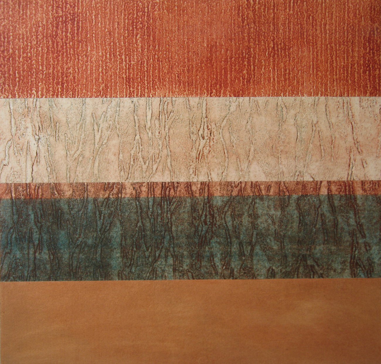Stripes 20 - 46x48 - collagraph and collage