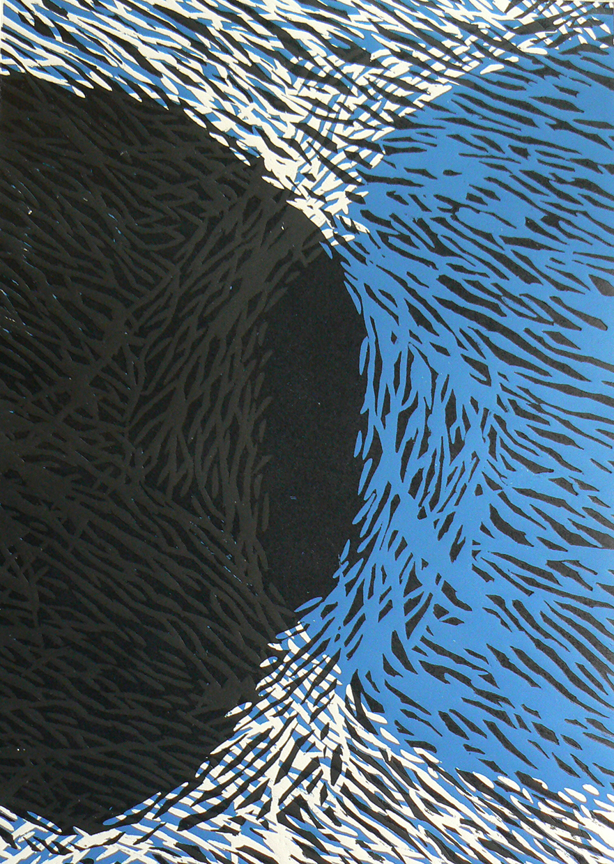 Black and blue - 28x36 - Woodcut